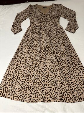 J. Crew Factory Tan and Black Leopard-Print Maxi Dress